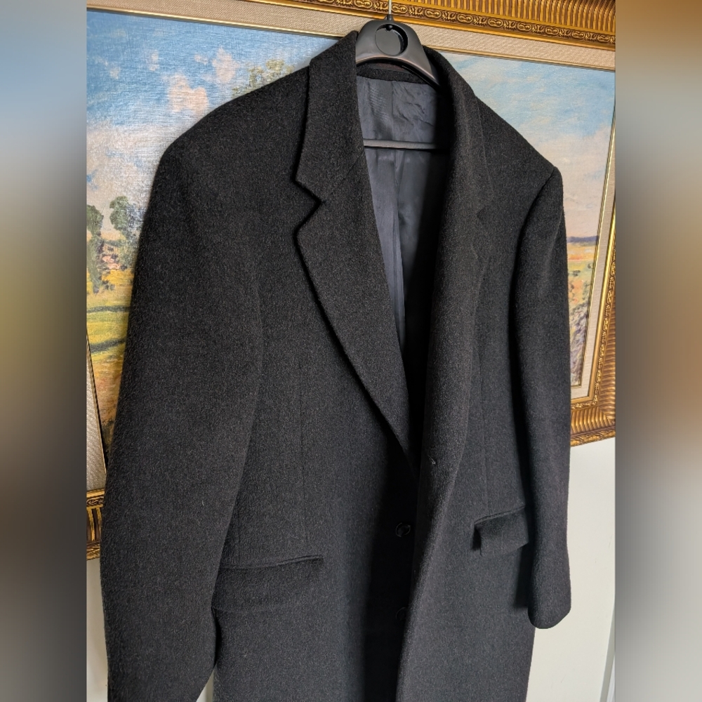 Nino Cerruti Dark Charcoal Cashmere Wool Overcoat Large